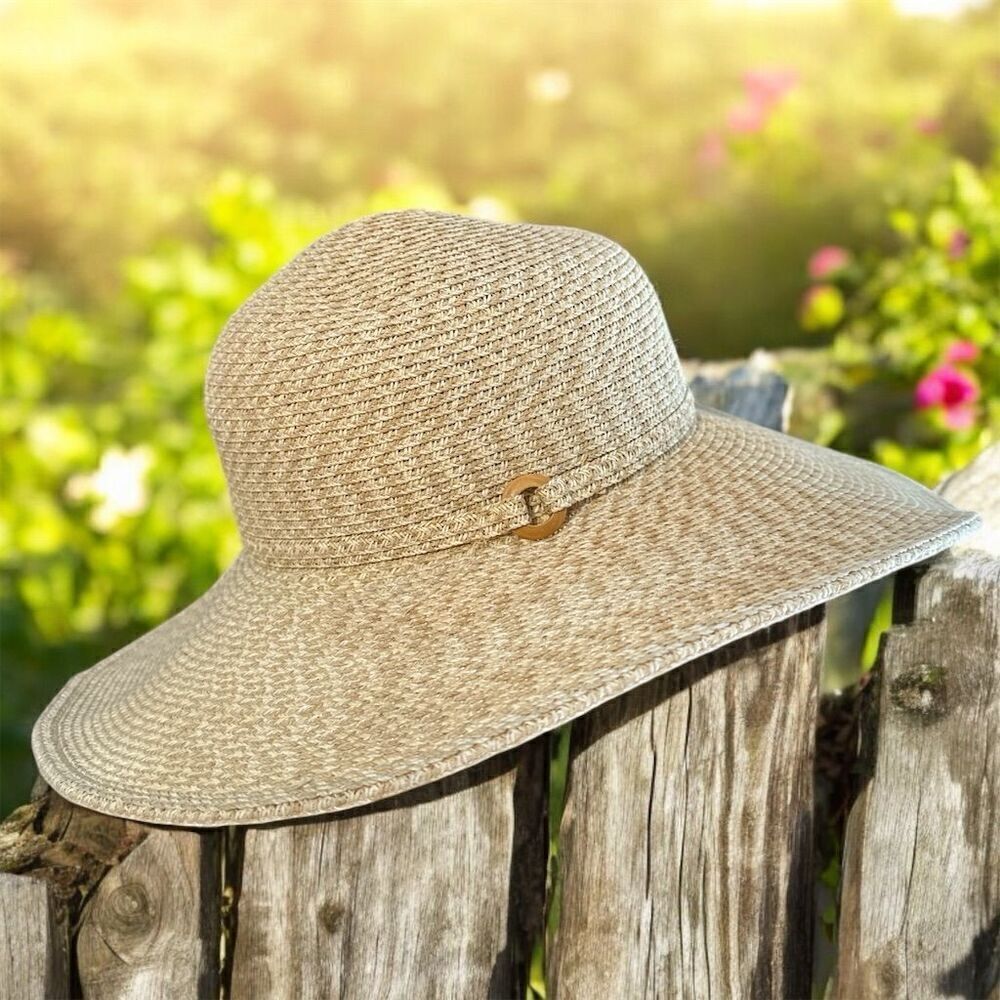 Croft & Barrow Women's Beige Floppy Sun Hat Wide Brim Summer Casual